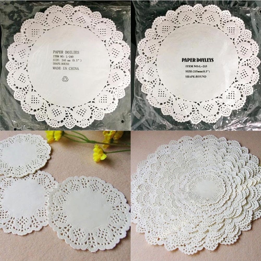 100Pcs Round Paper Lace Doilies Cake Placemat Party Wedding-