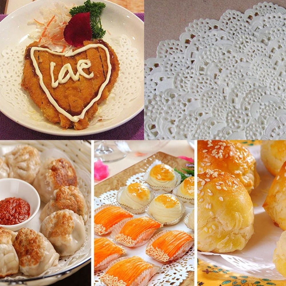 100Pcs Round Paper Lace Doilies Cake Placemat Party Wedding-