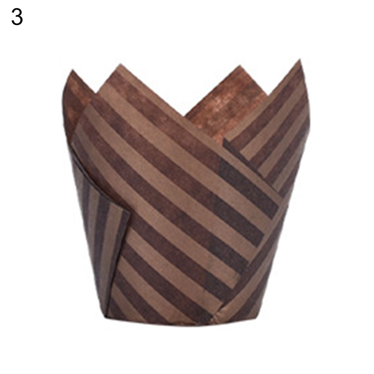 100Pcs Muffin Cup Stripe Tulip Shape Oil Proof Paper-