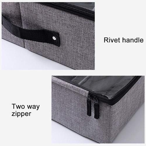Underbed Shoe Storage Bag With Clear Lid, 12 Dividers Under Bed Shoes Tidy Organiser, Foldable Fabric Holder Closet Organizer St