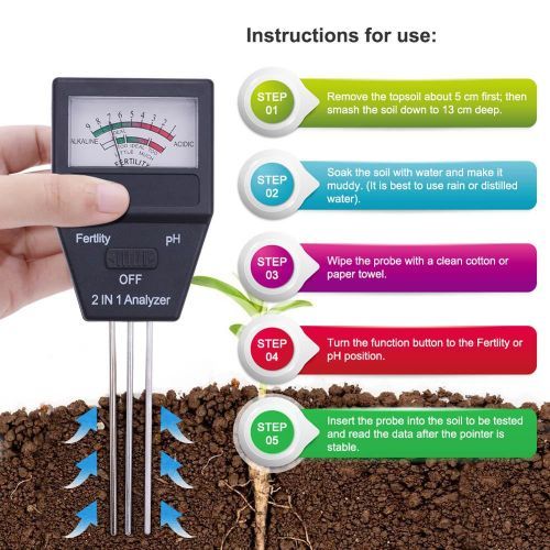 2 In 1 Soil Moisture Sensor Meter Plant Fertile PH Tester High Precision Soil Ph Test Equipment Indoor Outdoor Tool