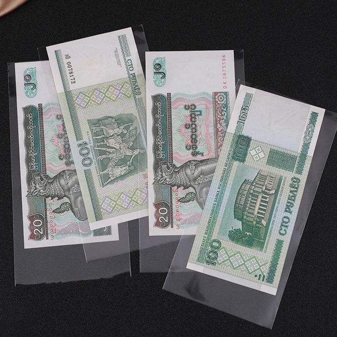 100Pcs Clear Paper Money Holder Album Banknotes Paper Souvenirs