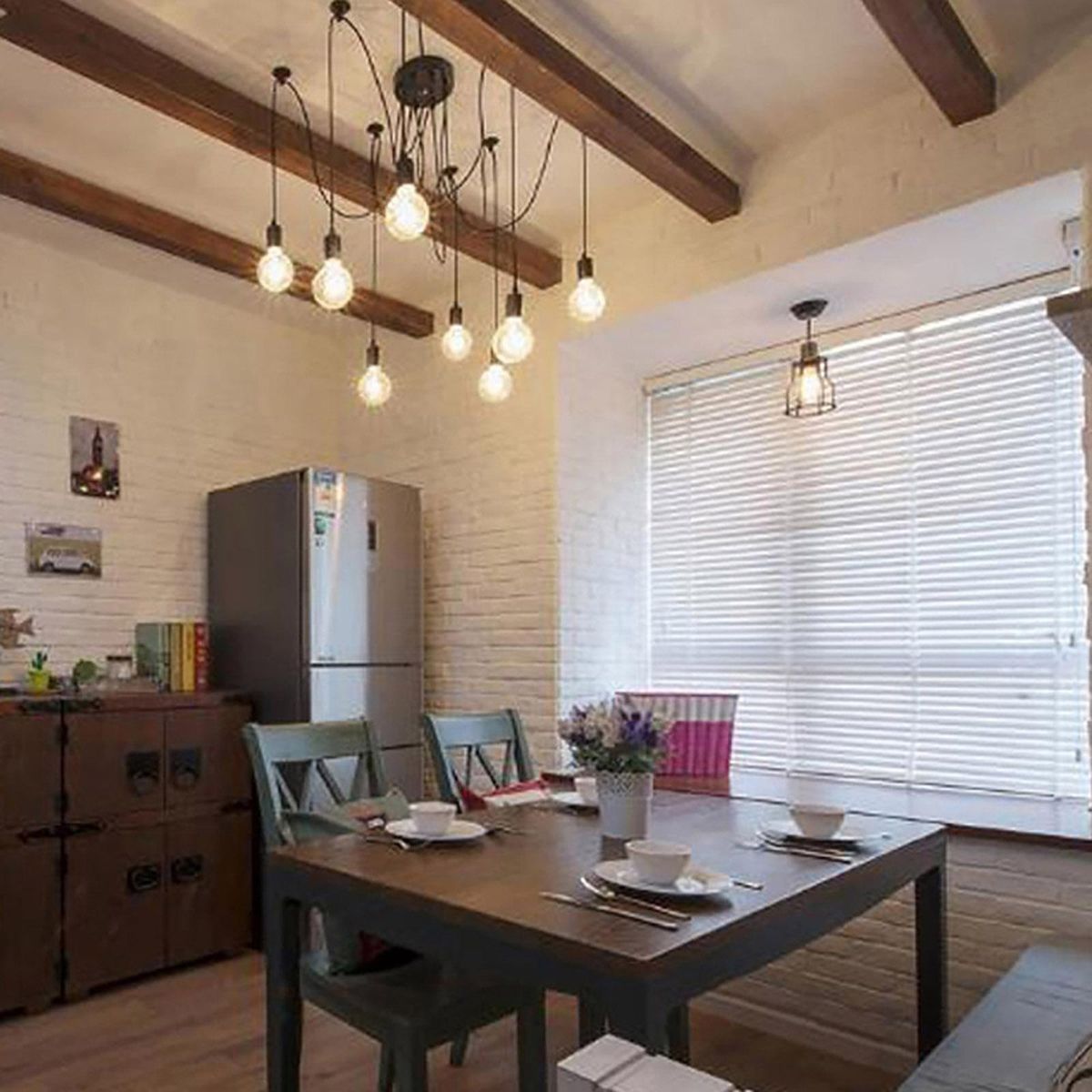Neoglint 6 Arms(each with 1.7m wire) Antique Classic Ajustable DIY Ceiling Spider Lamp Light E27 Retro Chandelier Pendant Dining Hall Bedroom Hotel