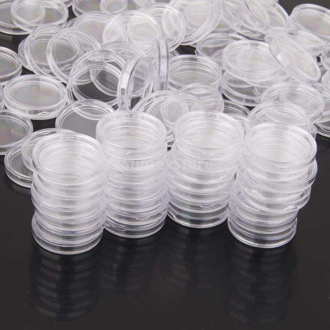 200x Clear Round Plastic Collect Coin  Coin Protector Cases