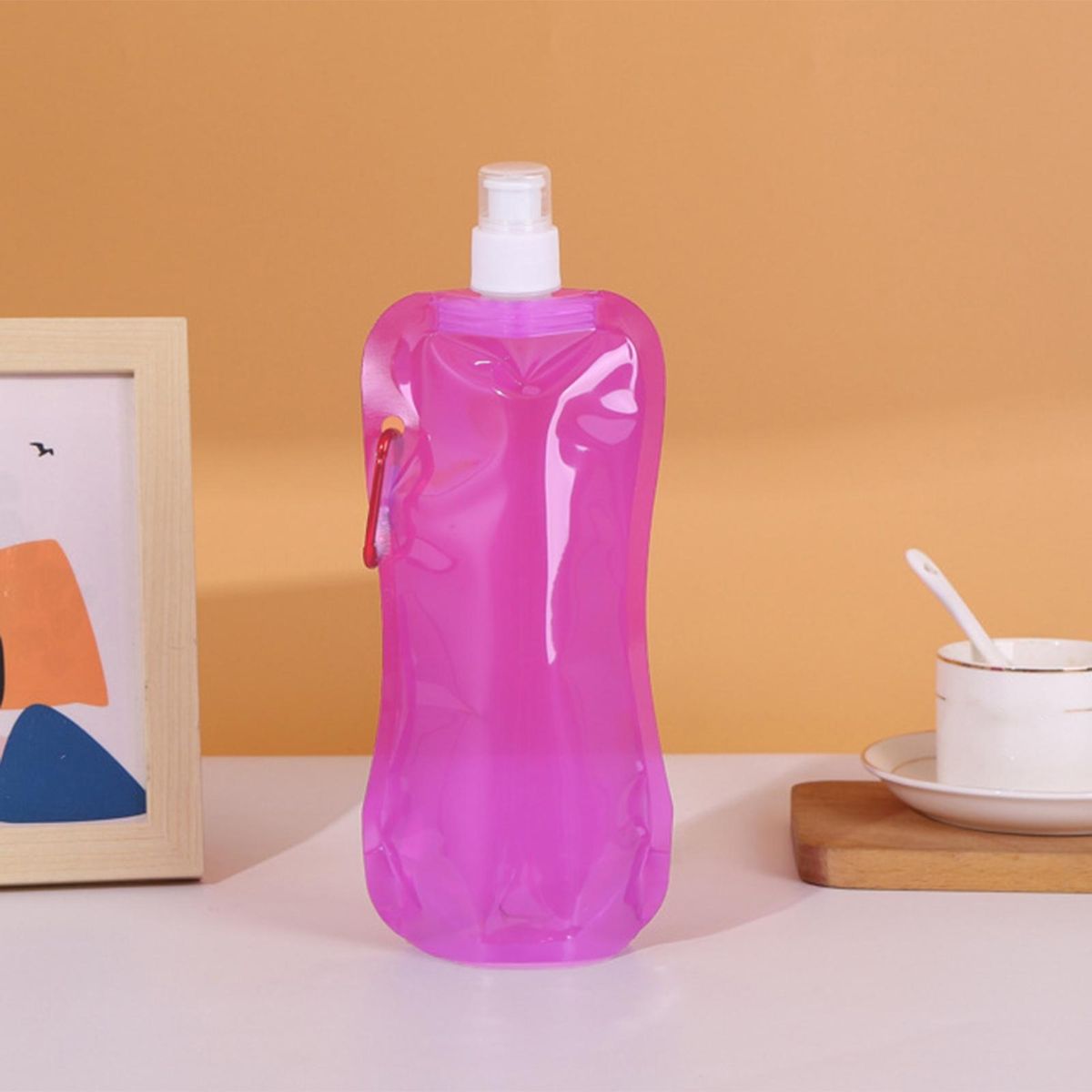480ml Collapsible Water Bottle Portable Leak-proof for Outdoor Purple