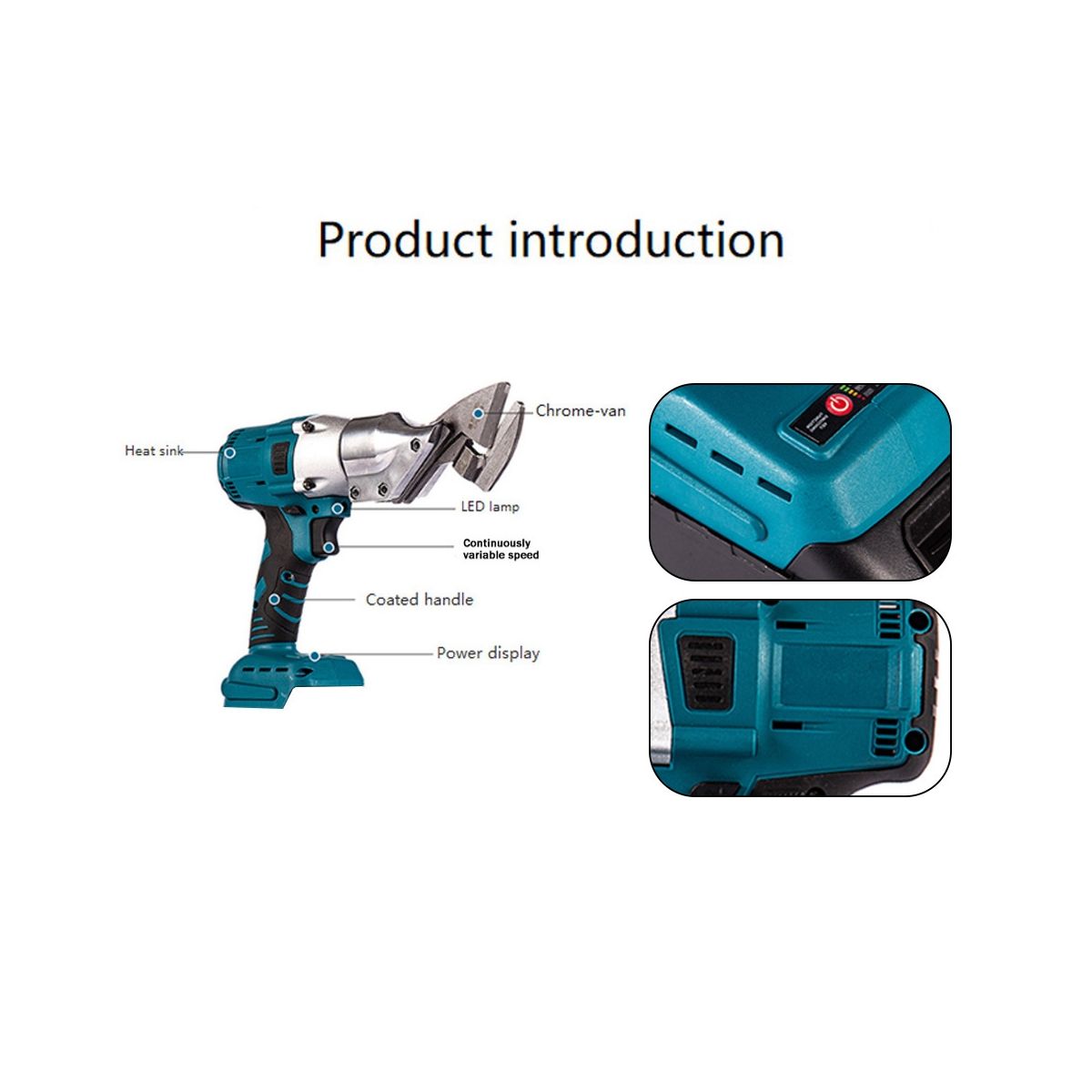 21V Metal Shear, 16GA, Speed Swivel Head Elect
