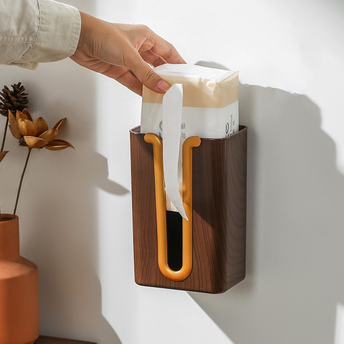 Tissue Holder Kitchen Bathroom Napkin Paper Dispenser Brown