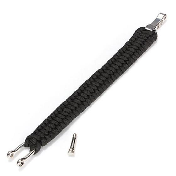 Parachute cord Survival Bracelet with metal clips black