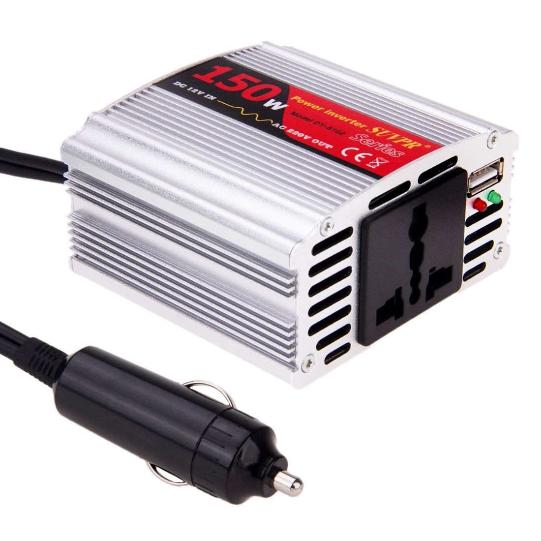 SUVPR DY-8102 150W DC 12V To AC 220V Car Power Inverter With 500mA USB Port & Universal Power Socket