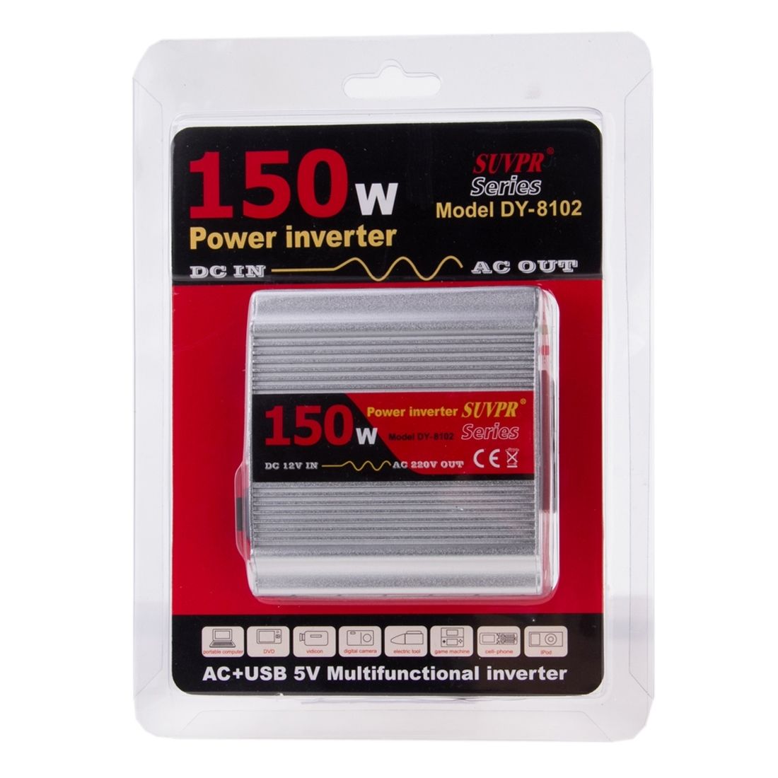 SUVPR DY-8102 150W DC 12V To AC 220V Car Power Inverter With 500mA USB Port & Universal Power Socket