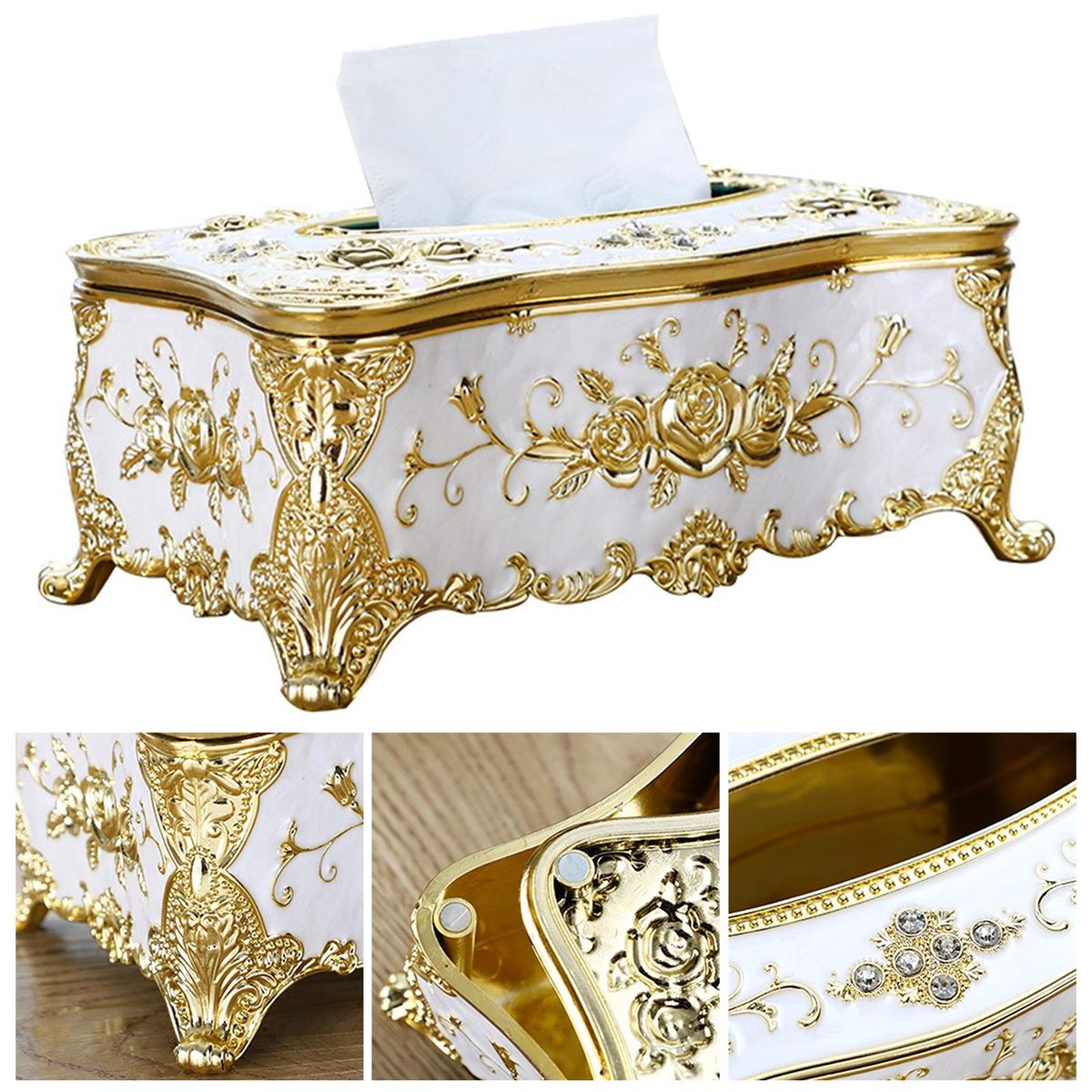 Napkin Organizer Rose Golden Edging Napkin Holder Golden