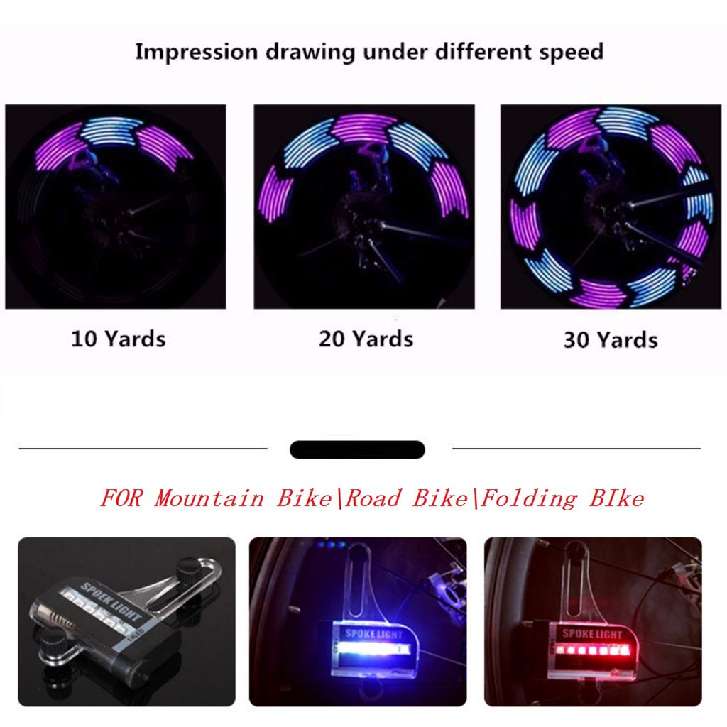 30 Changes LED Bicycle Bike Cycling Rim Lights Open Close Wheel Spoke