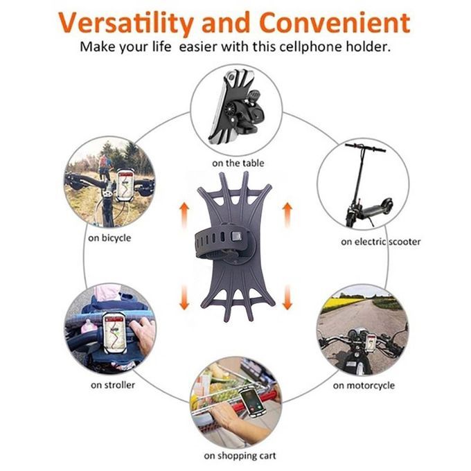 Universal Phone Holder Silicone Bicycle Mobile Phone Riding Bracket 360 Degree Rotatable Mobile Phone Riding Bracket Grey