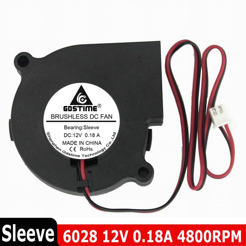 5 Pieces LOT Gdstime DC 12V 2Pin 60mm 6cm 60x28mm 6028 Small Cooling Centrifugal Blower Fan Ball Bearing Turbo Fan Cooler Sleeve Bearing