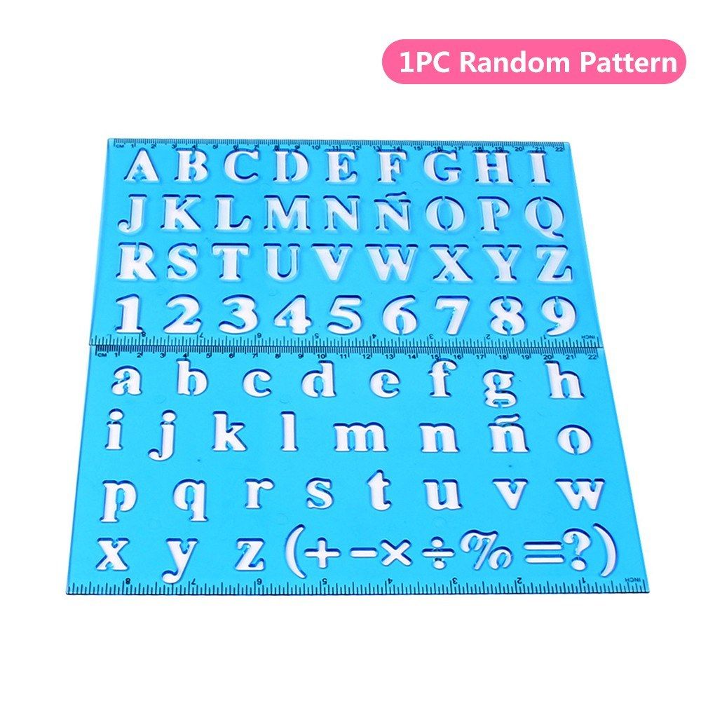 Plastic Drawing Ruler Alphabet   Number Hollow Template