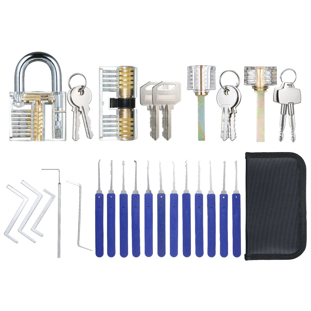 17 PCS Lock Picking Set With Storage Bag + 4 PCS Visible