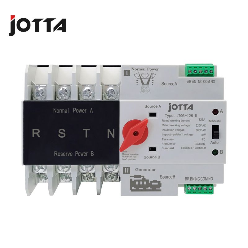 Jotta W2R-2P/3P/4P 16A 32A 63A 80A 100A 125A 220V ATS Automatic Transfer Switch Electrical Selector Switches Dual Power Switch