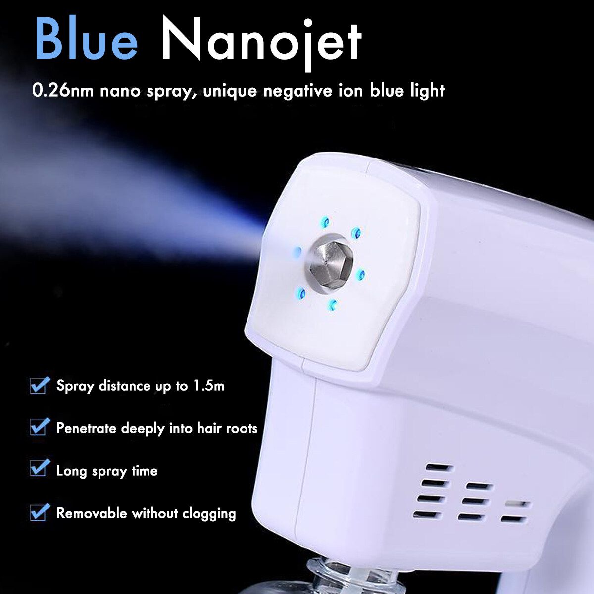 800ML/500ML Disinfection Mesh Nebulizer Machine Nebulizer Blue-Light Nano Steam Spray 1200W For Kids & Adult 500ml UK Plug