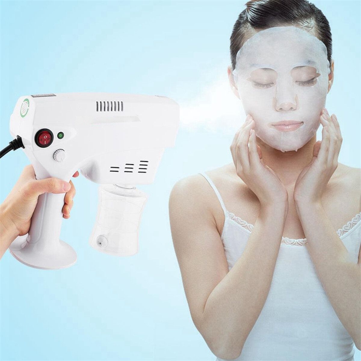800ML/500ML Disinfection Mesh Nebulizer Machine Nebulizer Blue-Light Nano Steam Spray 1200W For Kids & Adult 500ml UK Plug