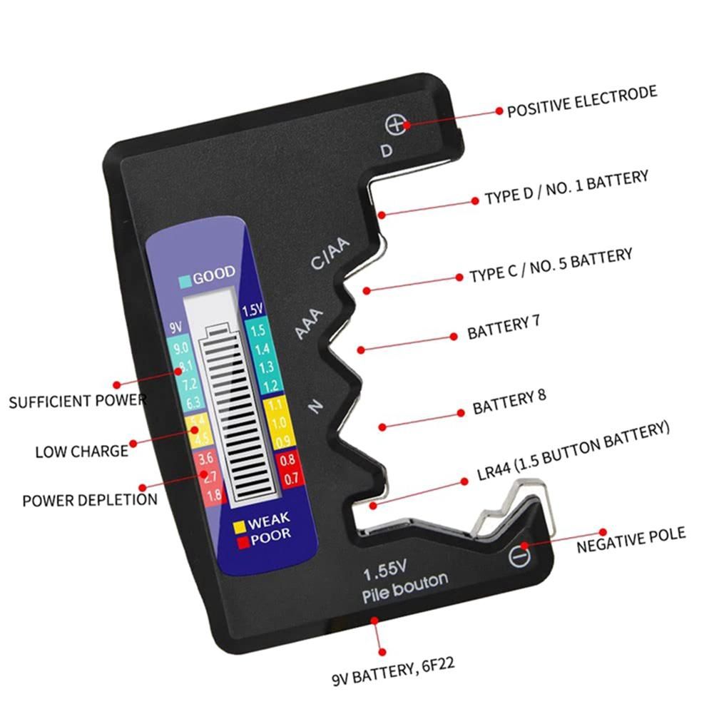 BT-886 Battery Tester Battery Powertester Dry Battery No5 No5 Digital Display Voltage Tester BT-886 Silver