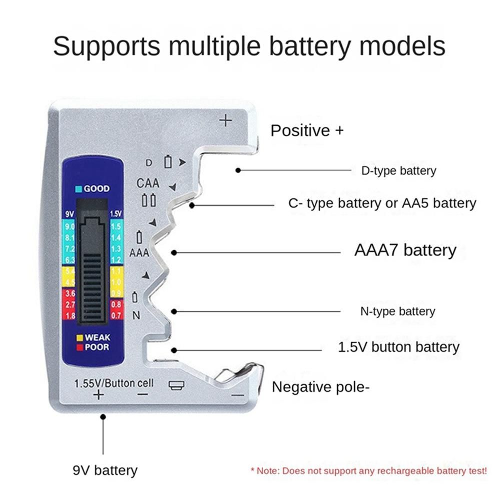 BT-886 Battery Tester Battery Powertester Dry Battery No5 No5 Digital Display Voltage Tester BT-886 Silver