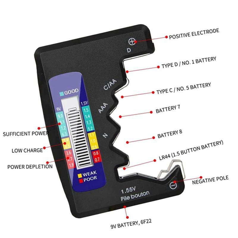 BT-886 Battery Tester Battery Powertester Dry Battery No5 No5 Digital Display Voltage Tester BT-886 Silver