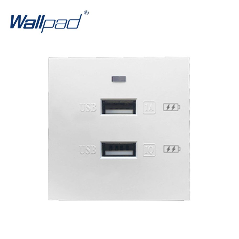 Wallpad Luxury 2 USB Socket 5v 2100MA Outlet Function Key For Wall White And Black Plastic Module Only
