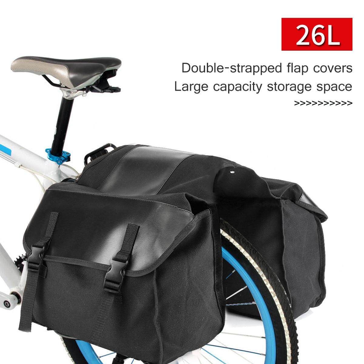 26L Canvas Motorcycle Pannier Luggage SaddleBags Cycle Bike Rider W/ 2 Side Bags