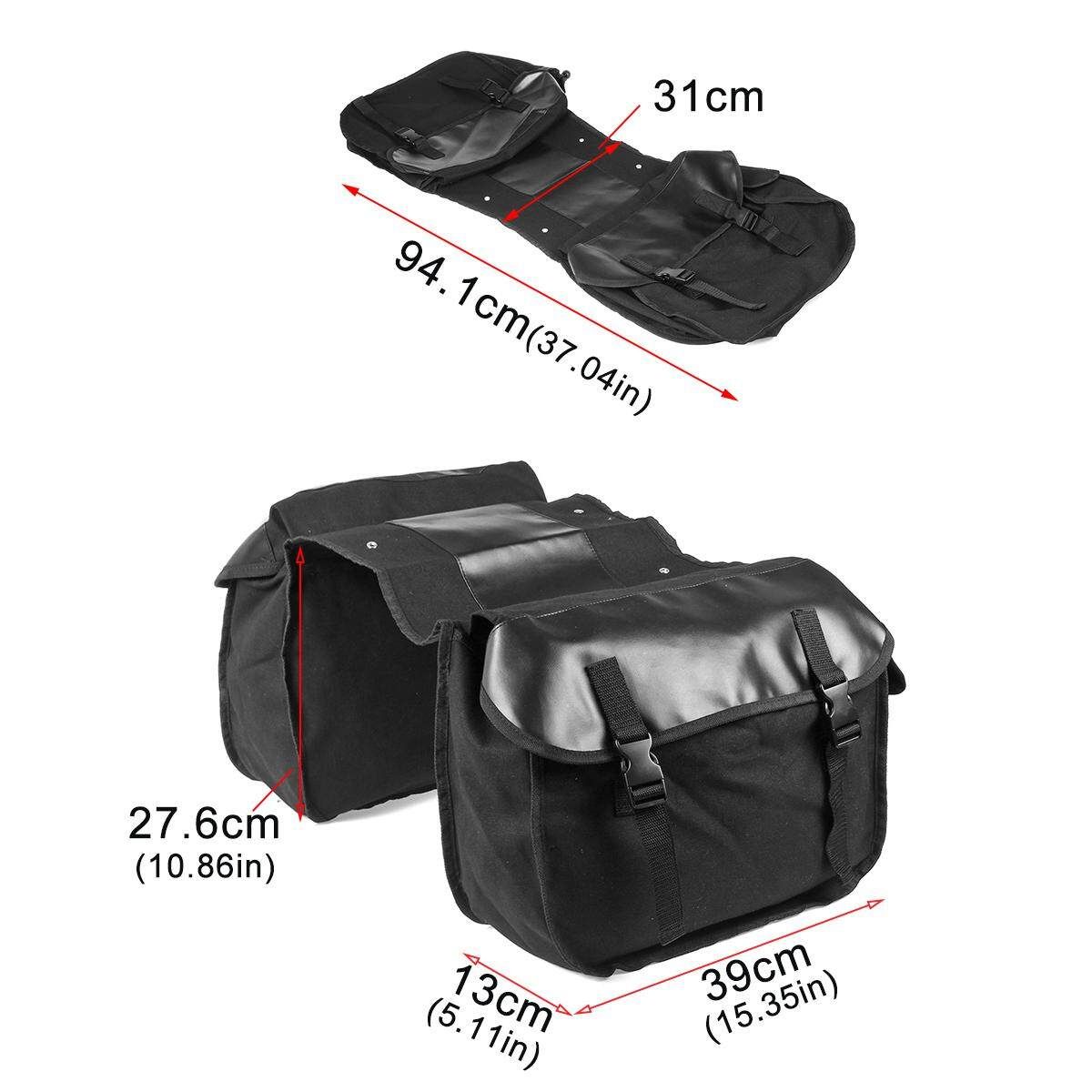 26L Canvas Motorcycle Pannier Luggage SaddleBags Cycle Bike Rider W/ 2 Side Bags