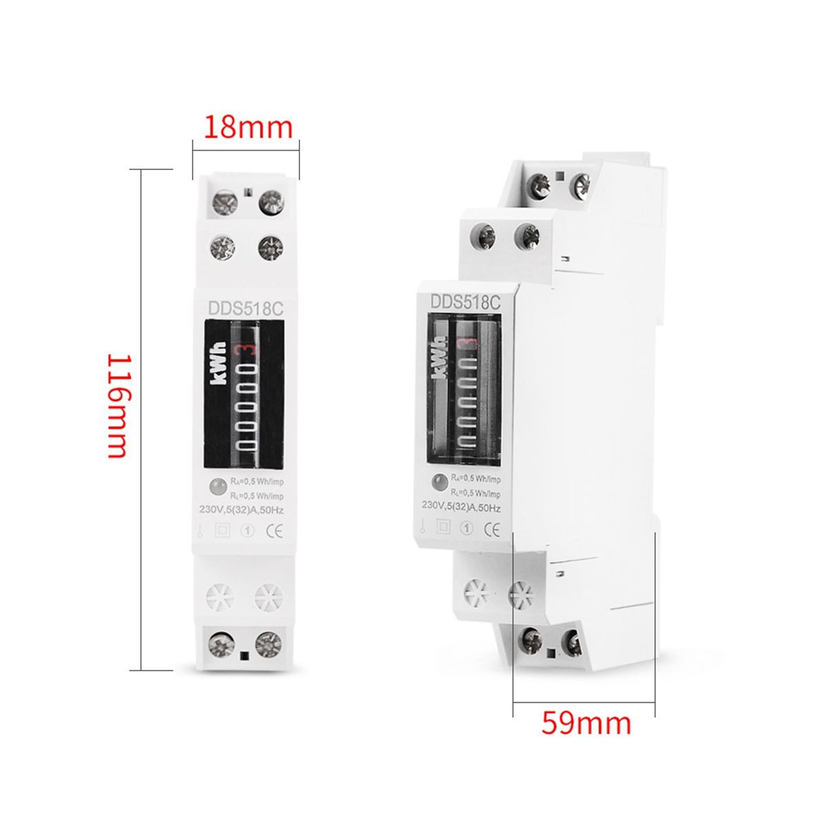 Household Electronic Din Rail Single Phase Electricity Power Consumption Wattmeter Energy Meter KWh Counter