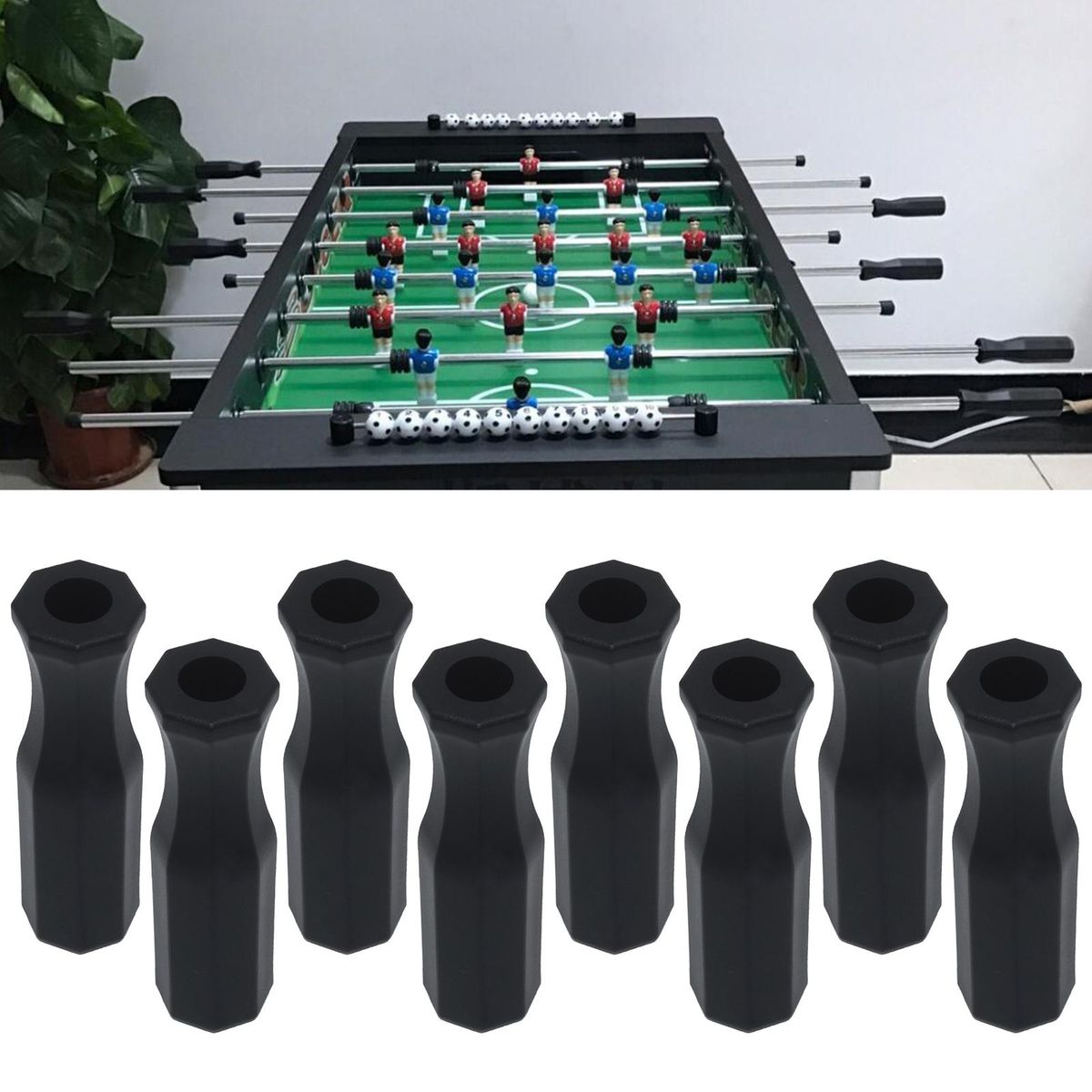 8 Pack Foosball Handle Grips 5/8 Inch Foosball Rods Black Replacement