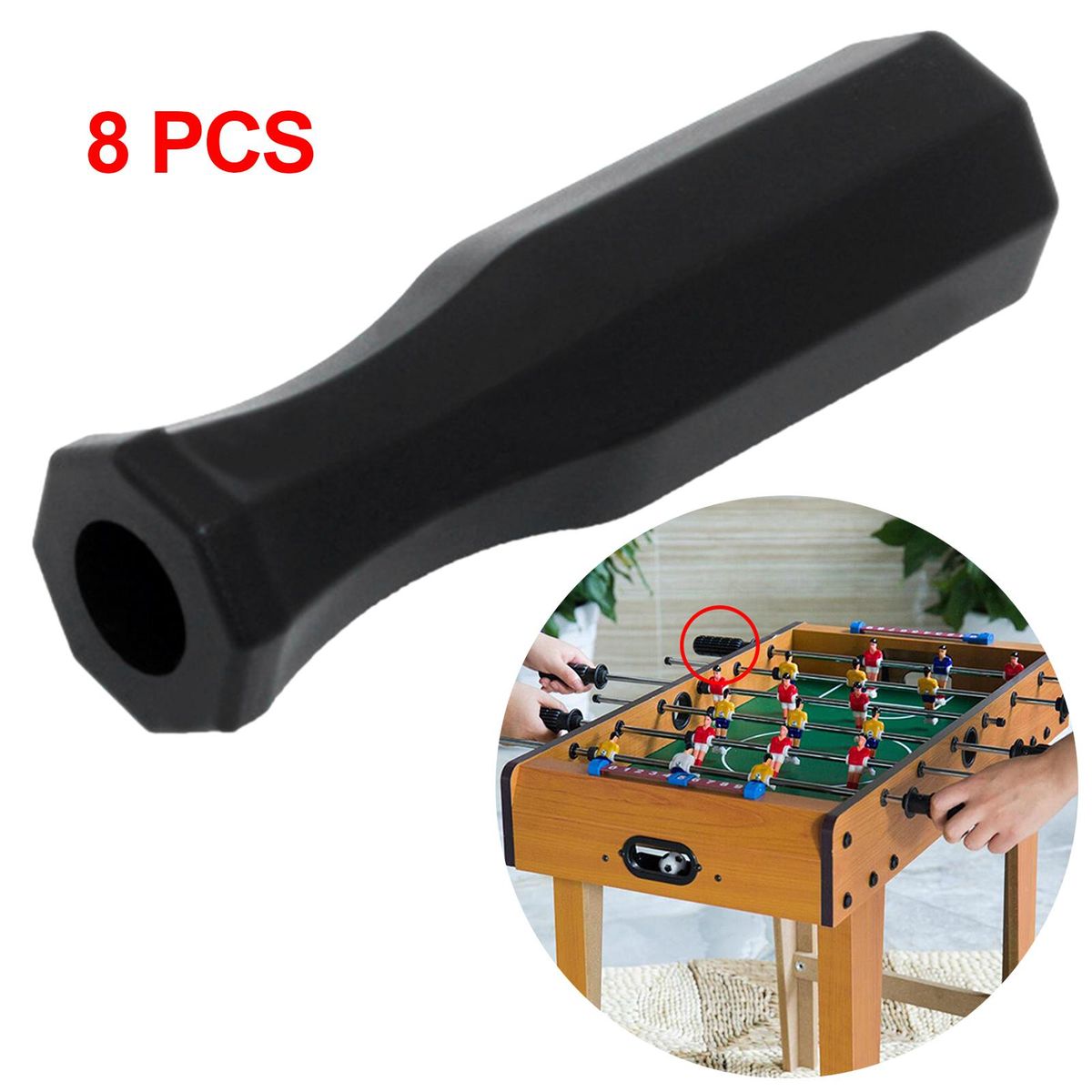 8 Pack Foosball Handle Grips 5/8 Inch Foosball Rods Black Replacement