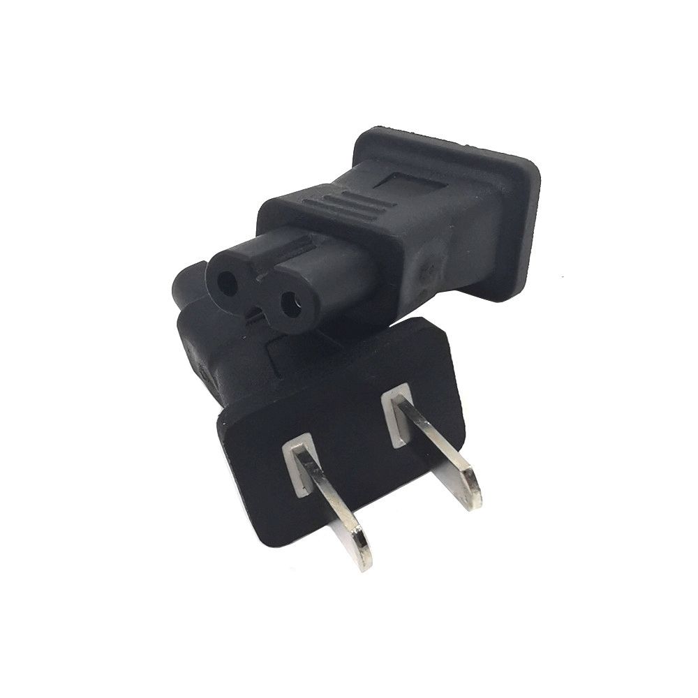 NEMA 1-15P To IEC 60320 C7 Receptacle Power Plug Adapter, American 2 Prong Power Converter 10A 125V