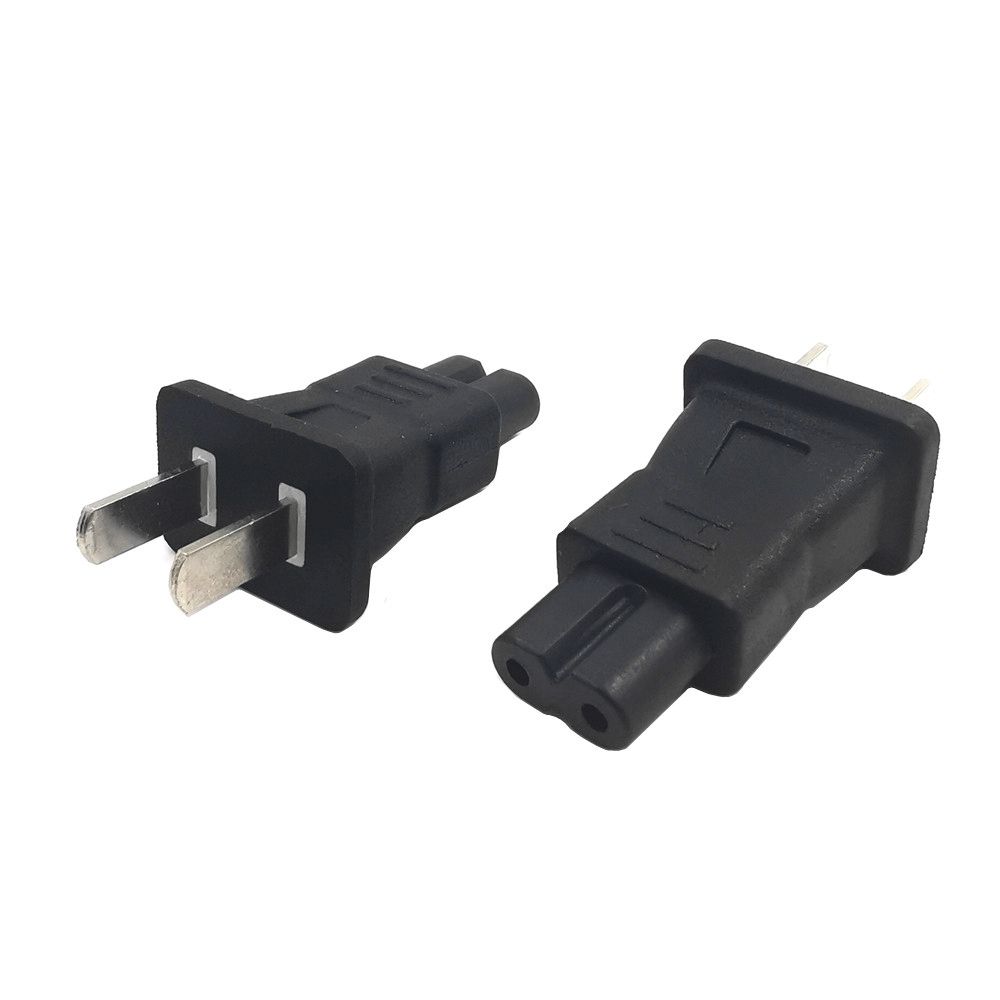 NEMA 1-15P To IEC 60320 C7 Receptacle Power Plug Adapter, American 2 Prong Power Converter 10A 125V