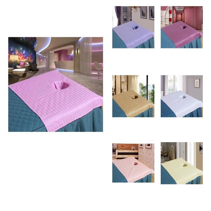 Satin Strip  Table Towelling Cover Beauty Bed Sheet With White