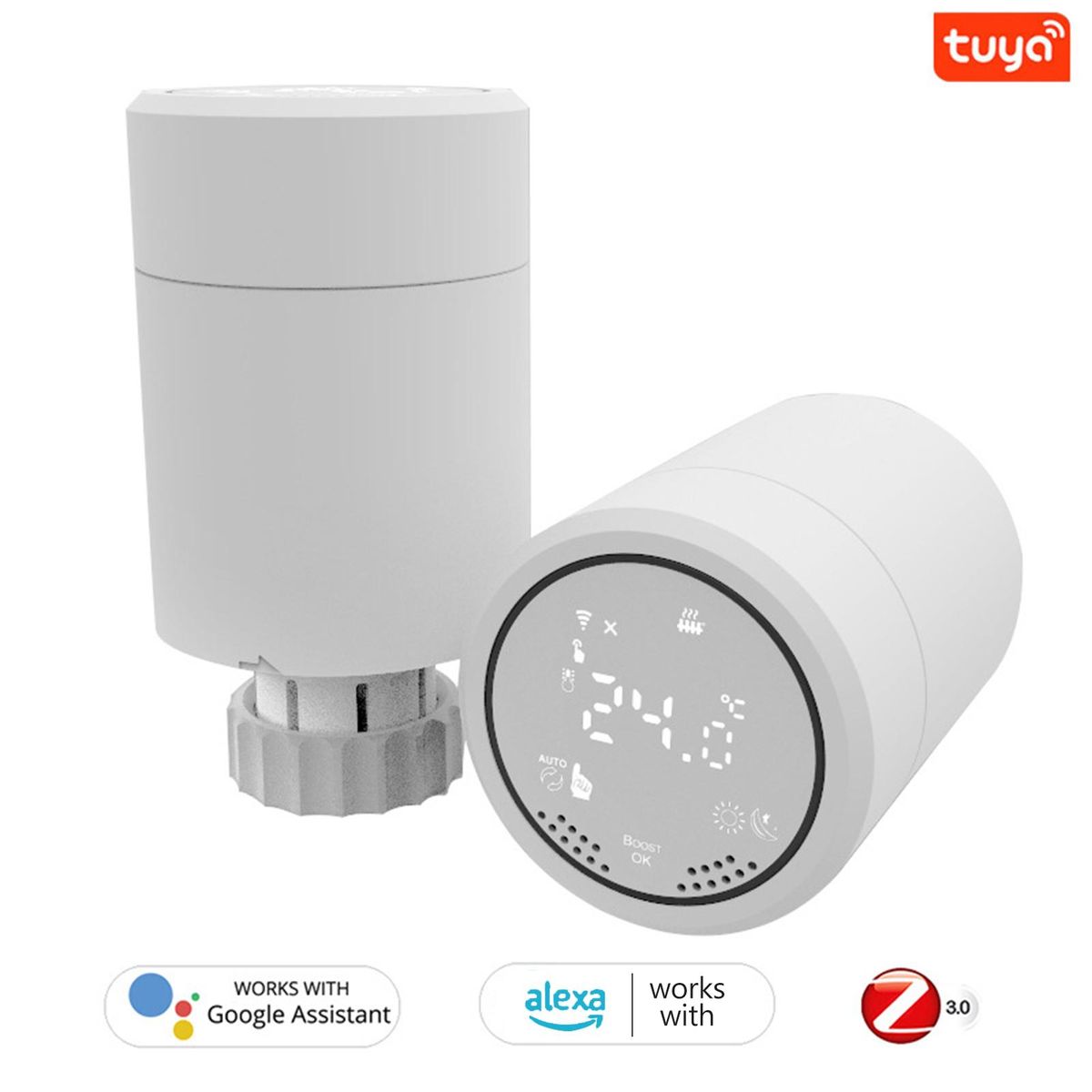 ZigBee 3.0 TRV Thermostatic Valve Radiator Valve Intelligent Temperature Control Valve Portable Radiator Valve Programmable Temperature Controller Household Thermostat Valve Temperature Regulating Valve ZigBee  Smart Life APP