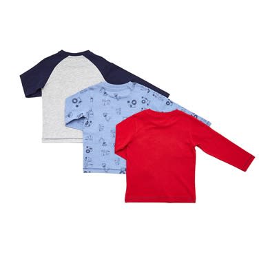 Toddler Digger Long Sleeve Top - Pack Of 3