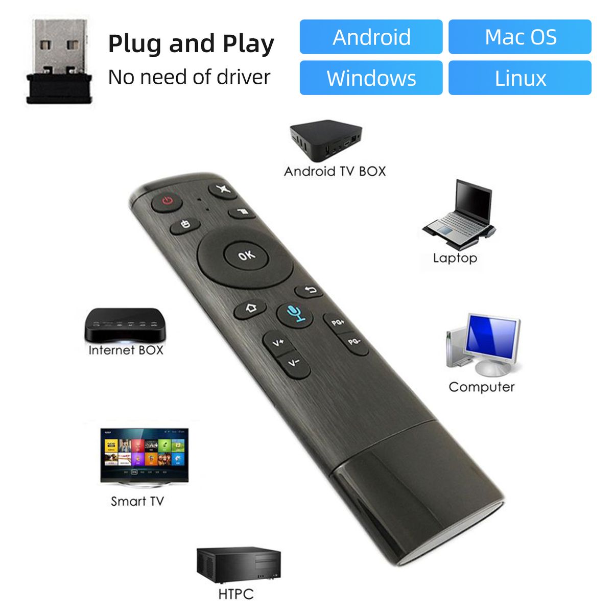 Q5 TV Voice Remote Air Mouse 2.4G Wireless Remote Controller