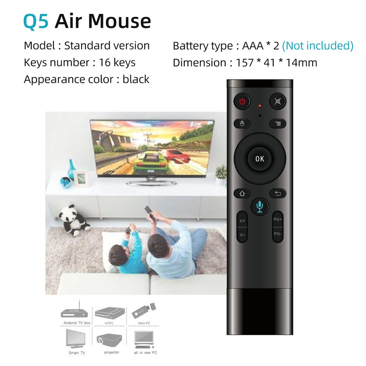Q5 TV Voice Remote Air Mouse 2.4G Wireless Remote Controller