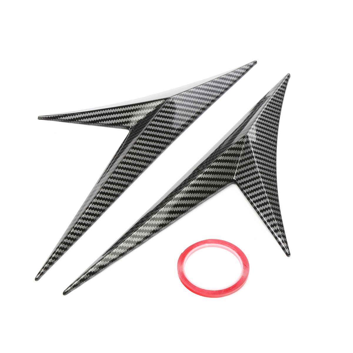 Car Spoiler Side Wing Lip 2PCS Black Carbon Fiber Leaf Shape