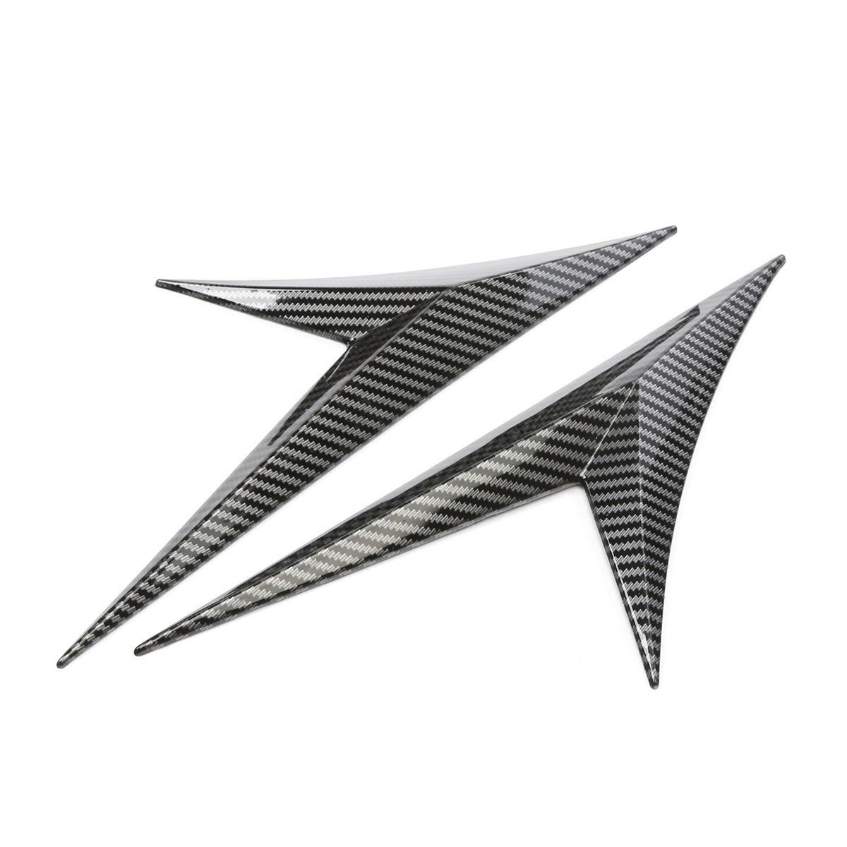 Car Spoiler Side Wing Lip 2PCS Black Carbon Fiber Leaf Shape