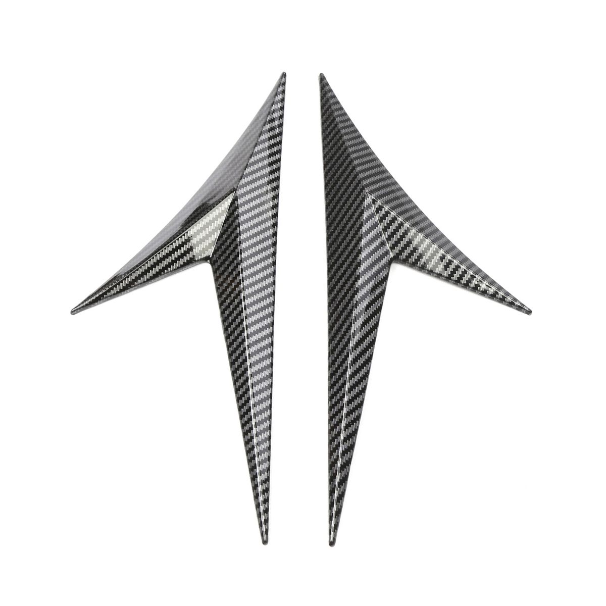 Car Spoiler Side Wing Lip 2PCS Black Carbon Fiber Leaf Shape