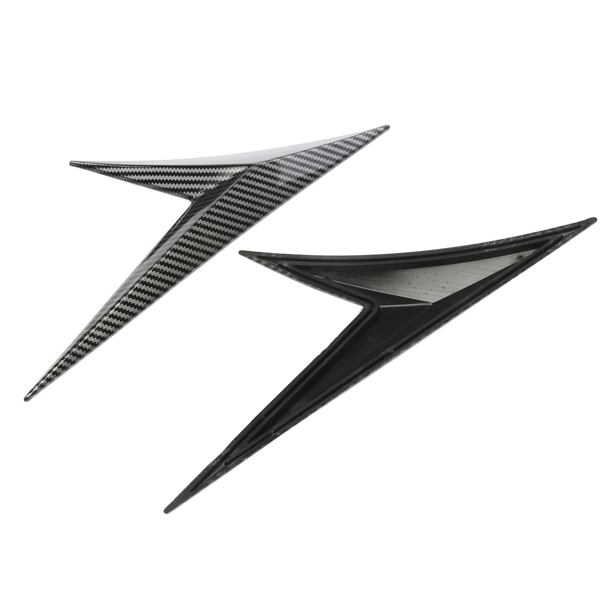 Car Spoiler Side Wing Lip 2PCS Black Carbon Fiber Leaf Shape