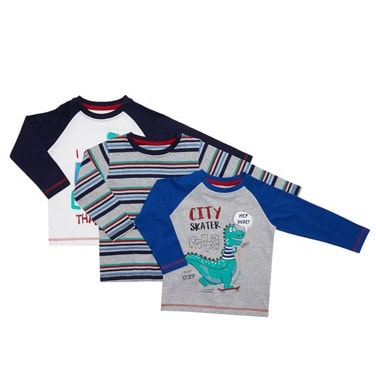 Toddler City Skater Long Sleeve Tops - Pack Of 3