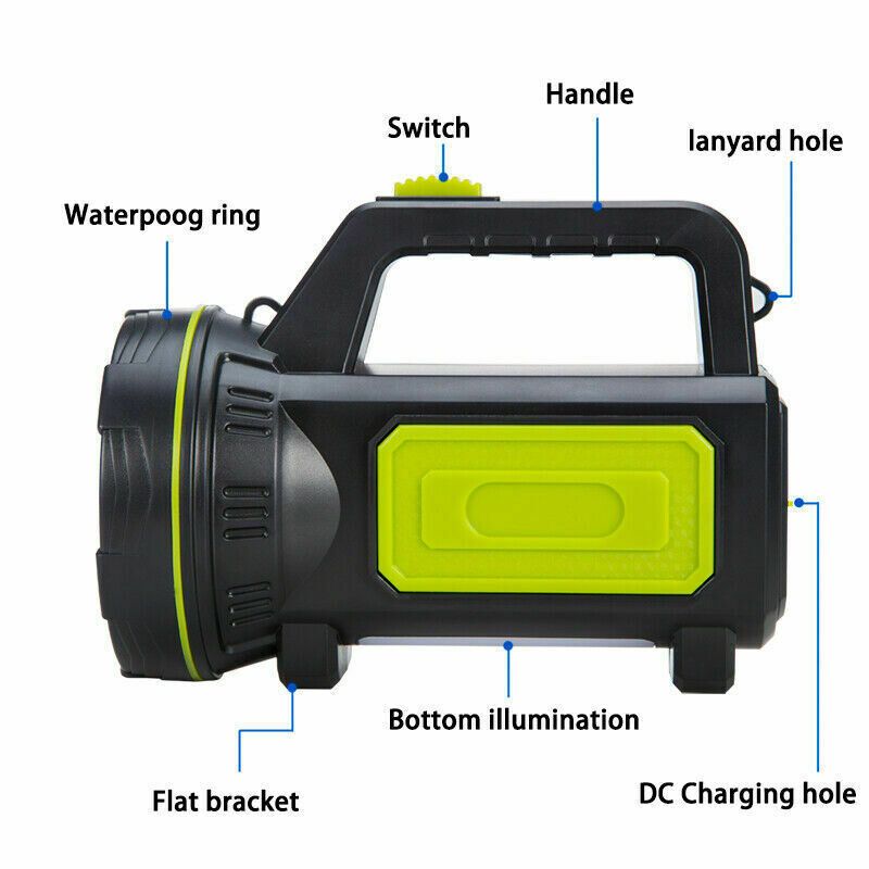 8000W/9000W/10000W LED Flashlight Searchlight Waterproof USB Rechargeable Work Light Handheld Torch Emergency Security Spotlight Lamp Camping Lantern Outdoor