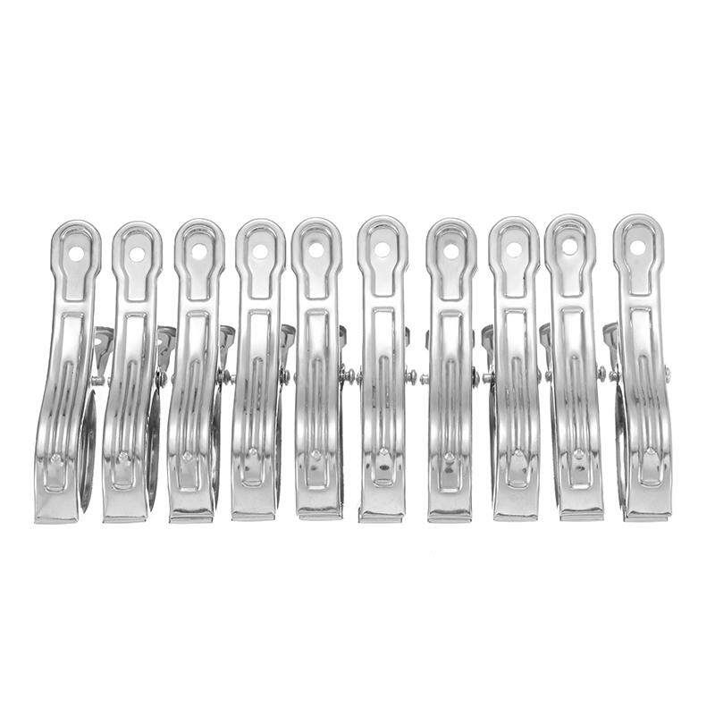 10Pcs 9cm Stainless Steel Clothes Clips Medium Size Pegs Hanger For Towels Socks Underwears