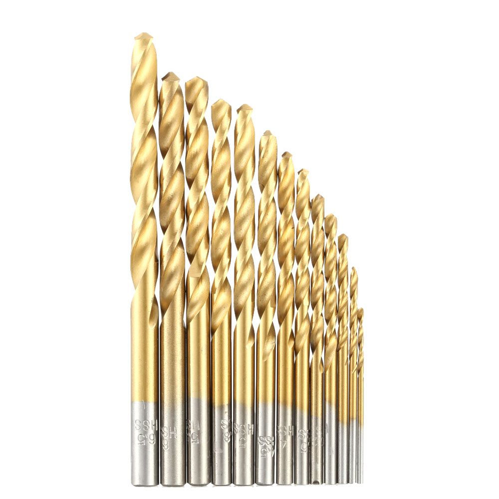 13pcs/set HSS Plating Titanium Twist Drill Bit Set Metric