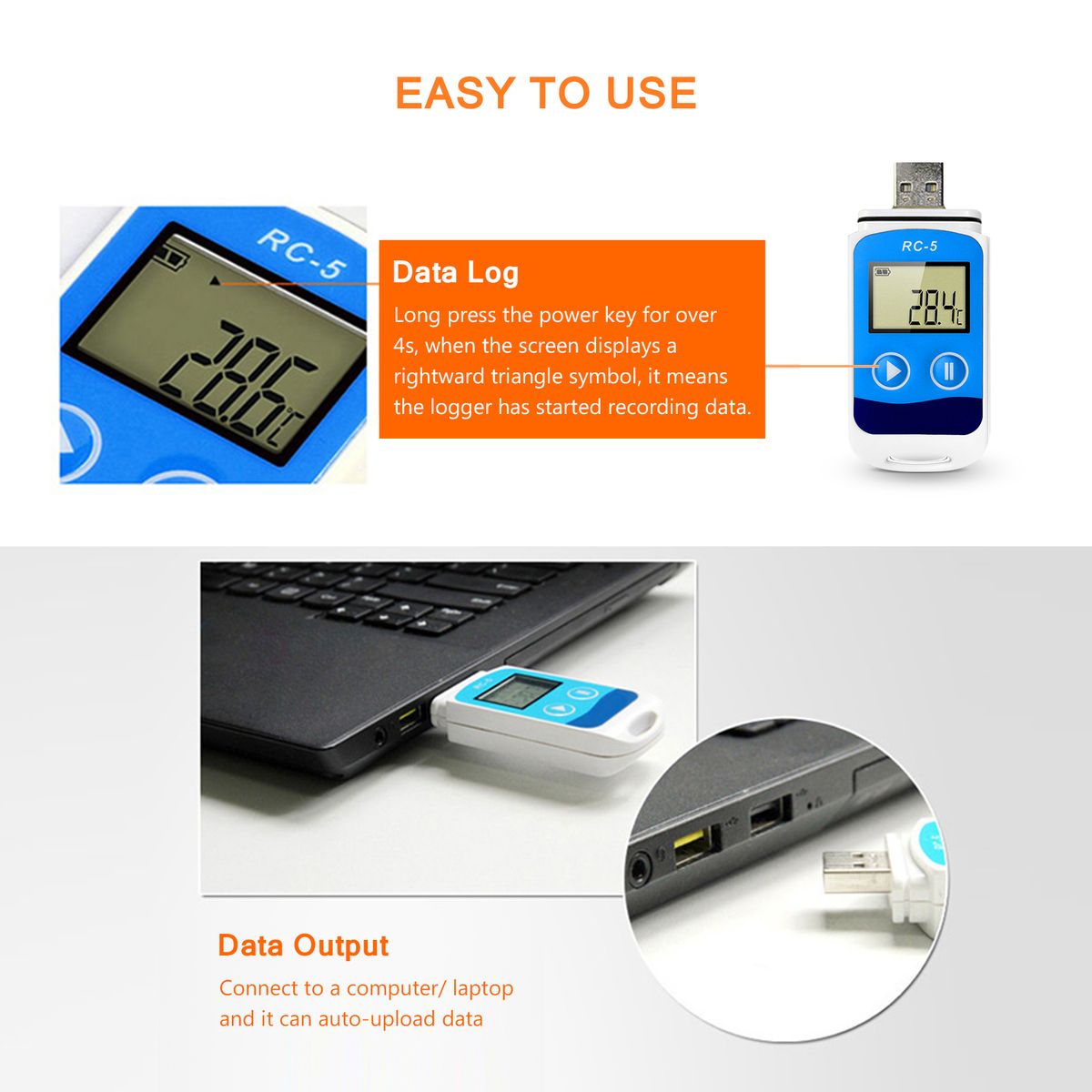 Temperature Data Logger High Accuracy USB Data Recorder
