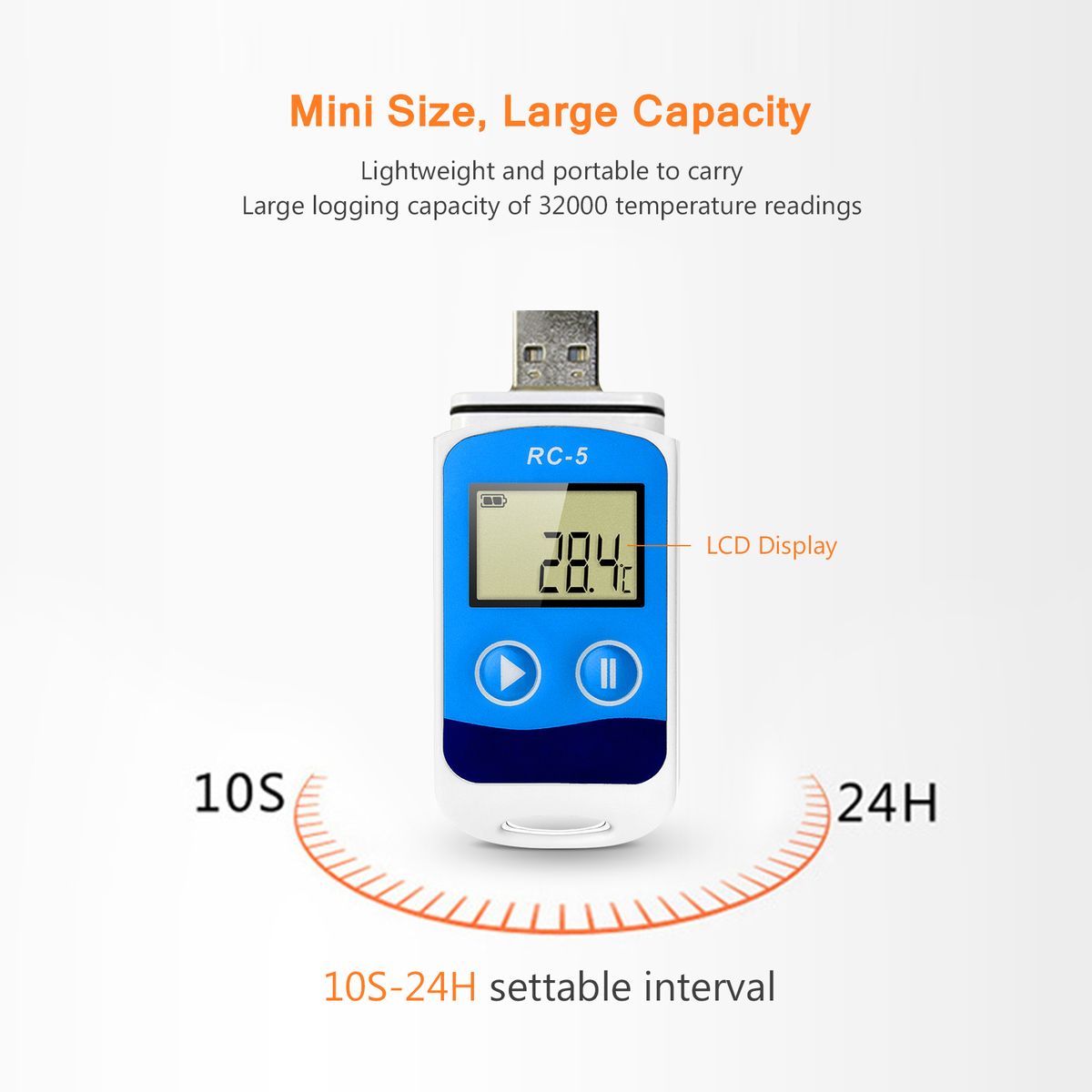 Temperature Data Logger High Accuracy USB Data Recorder