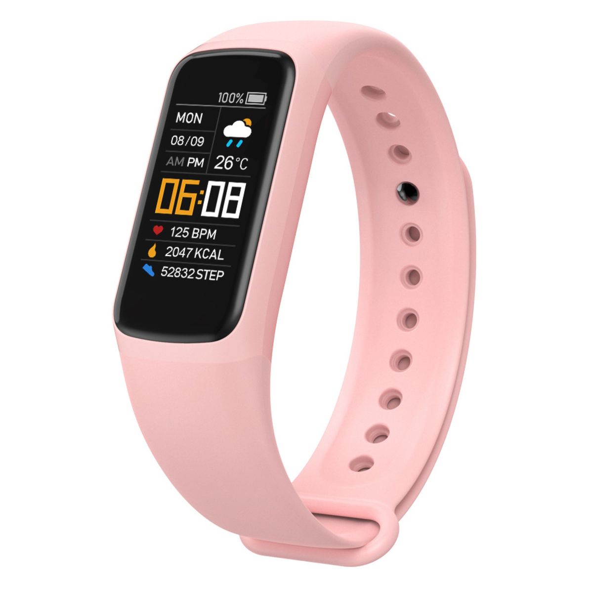 C7 Rechargeable Waterproof Touch Screen Heart Rate-Pink